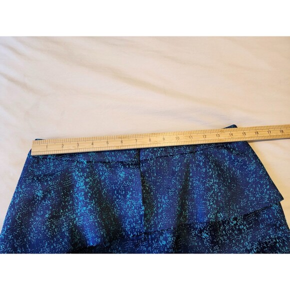 T Tahari Blue Speckled Peplum Ruffle Stretch Pencil Skirt Size 10 Designer - Picture 6 of 10